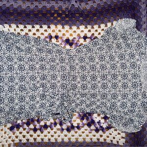 LOFT Blue and White Patterned Blouse